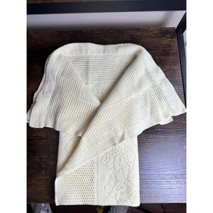 VTG Yellow Baby Blanket Swaddle Waffle Bear Patten Made Scotland Jacobson